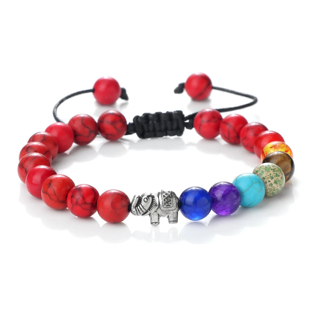 Bracelet en Pierres Naturelles et Eléphant 7 Chakras 6