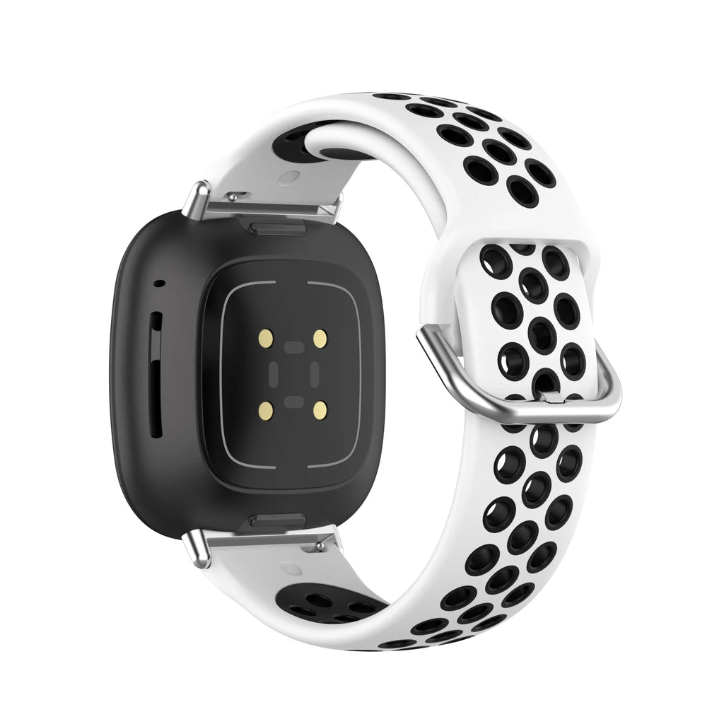 Silikonarmband für Fitbit Versa 3, Versa 4, Sense 1 und Sense 2 Uhr in Weiß und Schwarz