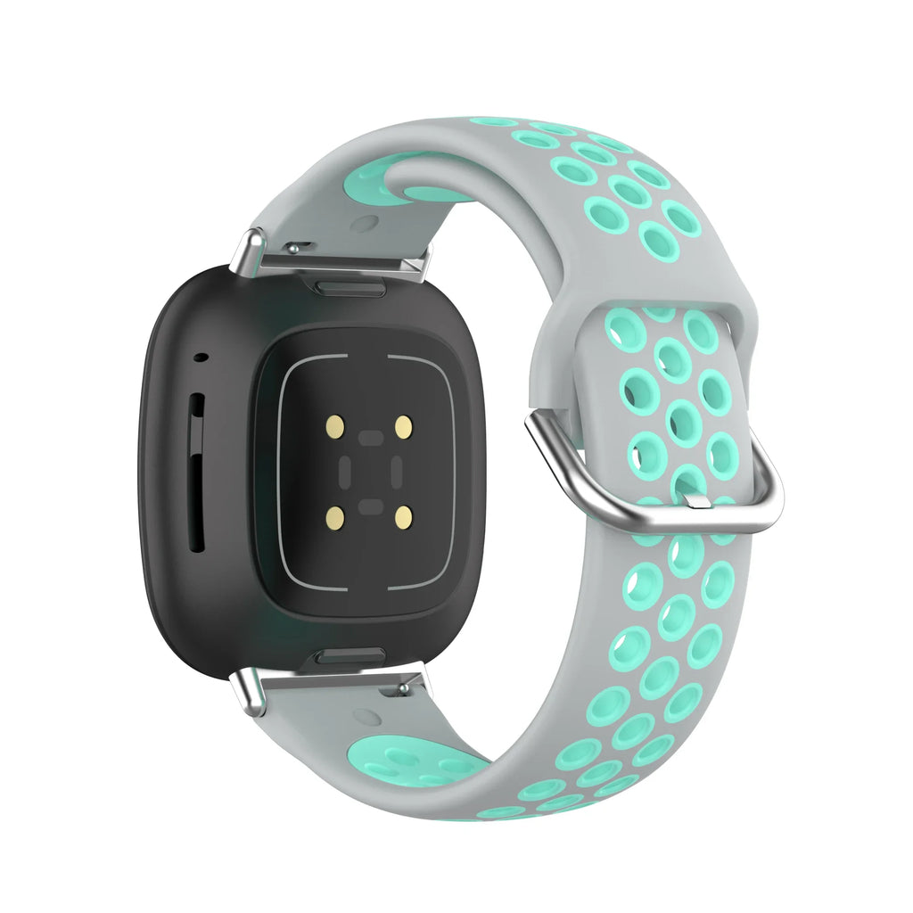 Silikonarmband für Fitbit Versa 3, Versa 4, Sense 1 und Sense 2 Uhr in Grau und Cyan