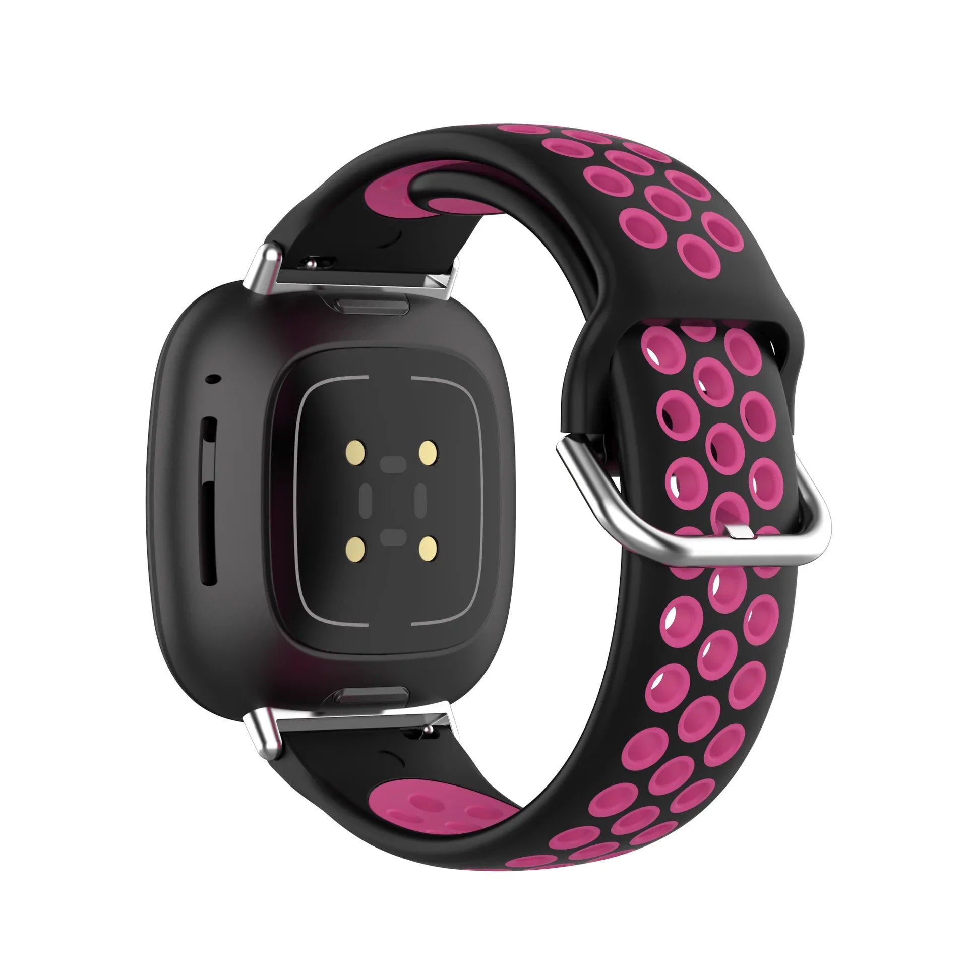 Silikonarmband für Fitbit Versa 3, Versa 4, Sense 1 und Sense 2 Uhr in Schwarz und Rosa