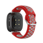 Silikonarmband für Fitbit Versa 3, Versa 4, Sense 1 und Sense 2 Uhr in Rot und Grau
