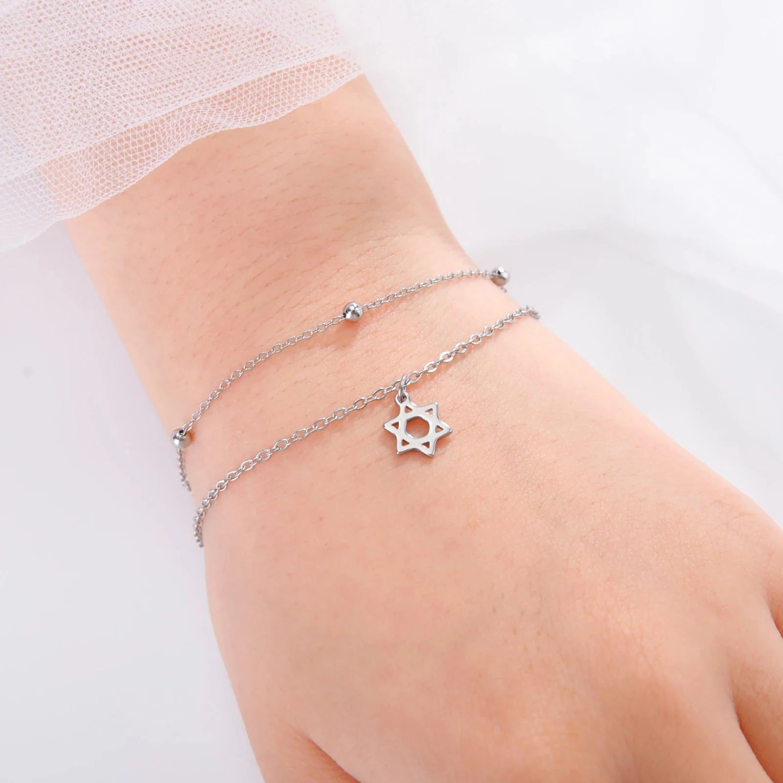 Bracelet Etoile de David argent