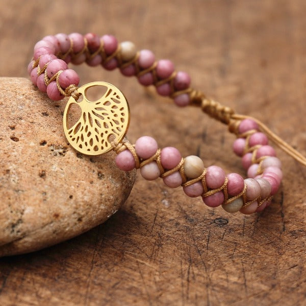 Bracelet Femme Pierre Naturelle Violet Arbre de Vie