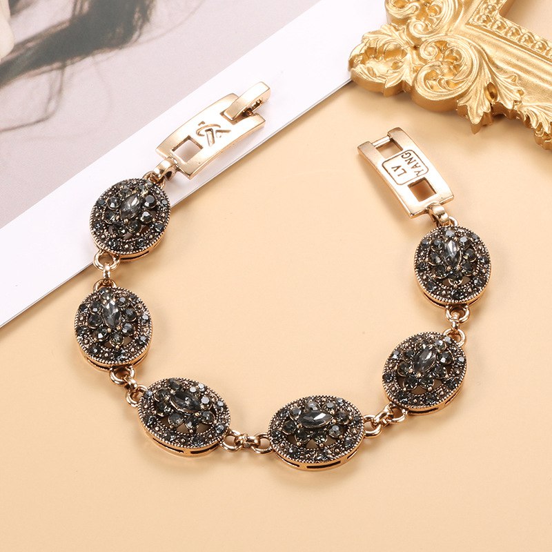 Bracelet Femme Style Ethnique Pierres Noires