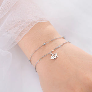 Bracelet Fleur de Lotus Femme Gourmette argent