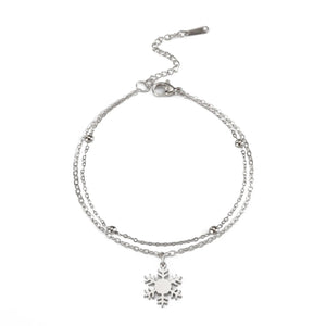 Bracelet Flocon de Neige Gourmette Hiver argent