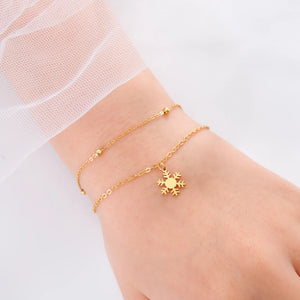 Bracelet Flocon de Neige Gourmette Hiver or