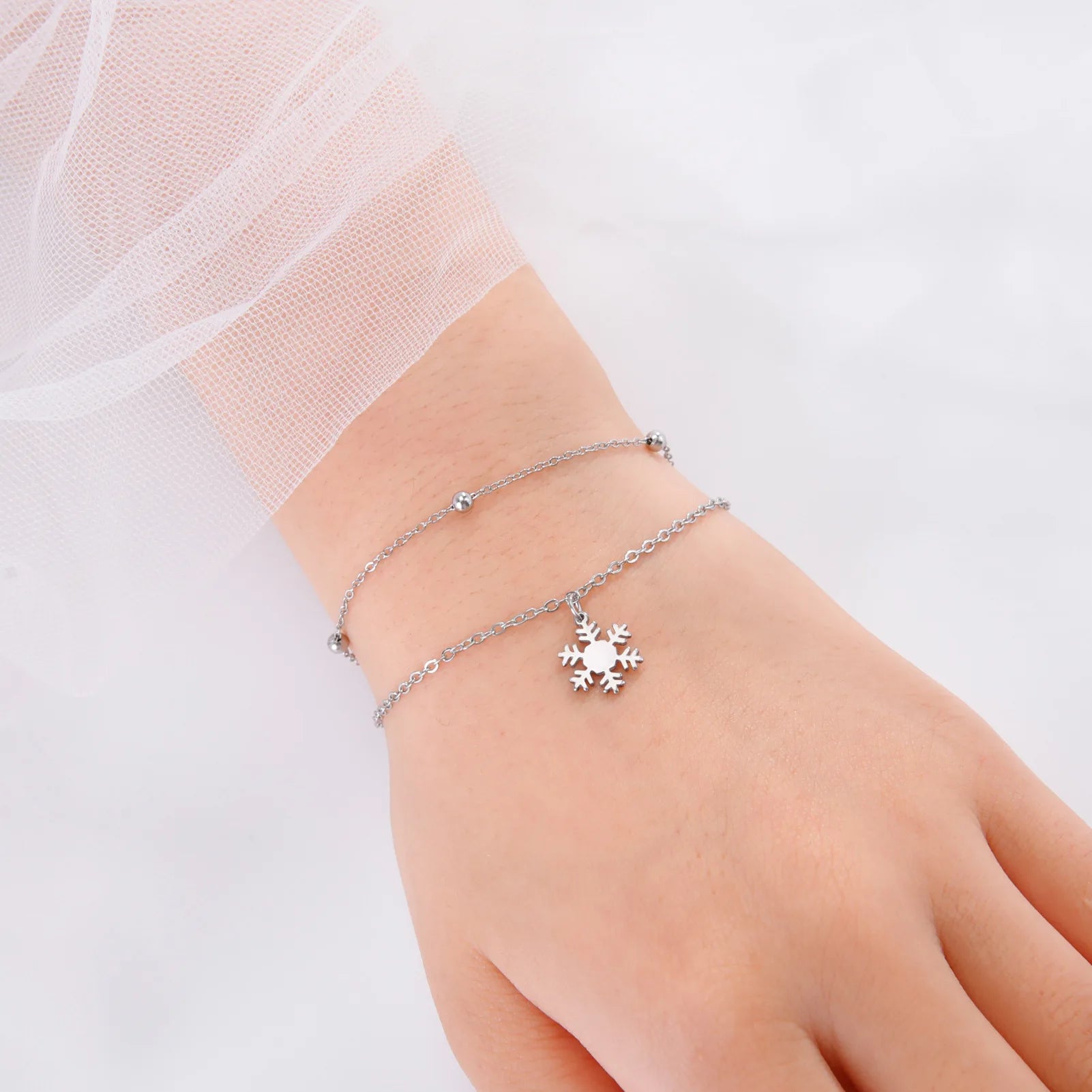 Bracciale Fiocco Di Neve In Argento 925 Con Pietra Di Luna: Gioiello Invernale Regalo Natale