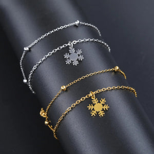 Bracelet Flocon de Neige Gourmette Hiver or