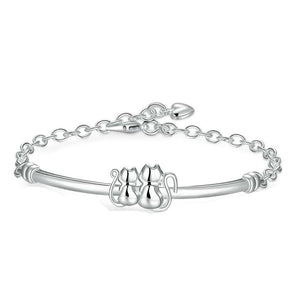 Bracelet Gourmette Argent Double Chat