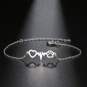 Bracelet Gourmette Coeur Patte argent