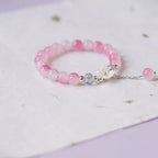 Bracelet Gourmette Fleur en Crystal rose