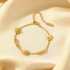 Bracelet Gourmette Fleurs de Marguerite