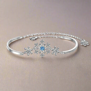 Bracelet Hiver Flocon de Neige Gourmette Femme Argent