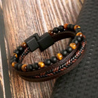Bracelet Homme Oeil de Tigre en Cuir