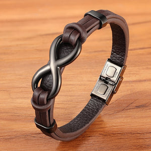 Bracelet Infini Cuir marron et noir