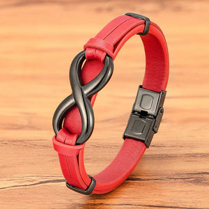 Bracelet Infini Cuir rouge