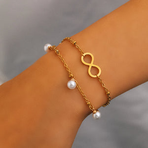 Bracelet Infini Perles or