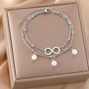 Bracelet Infini Perles argent