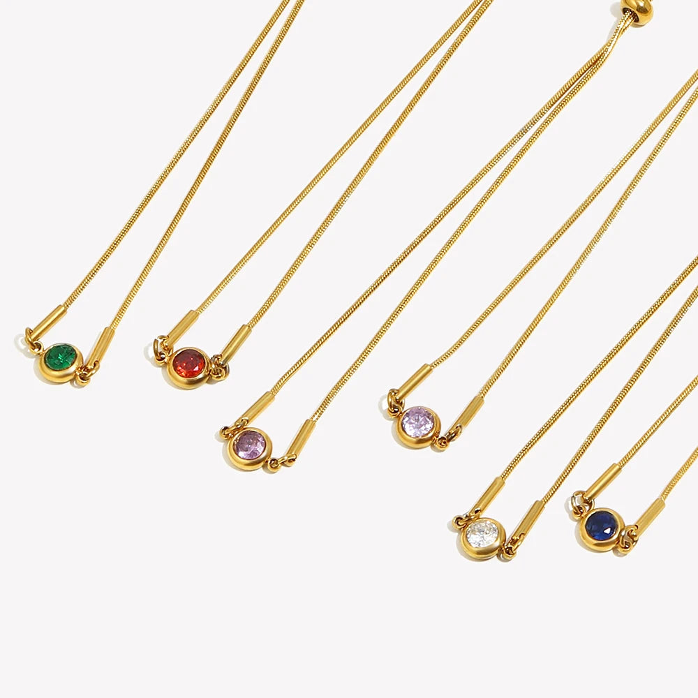 Bracciale rigido con pietra di nascita colorata
