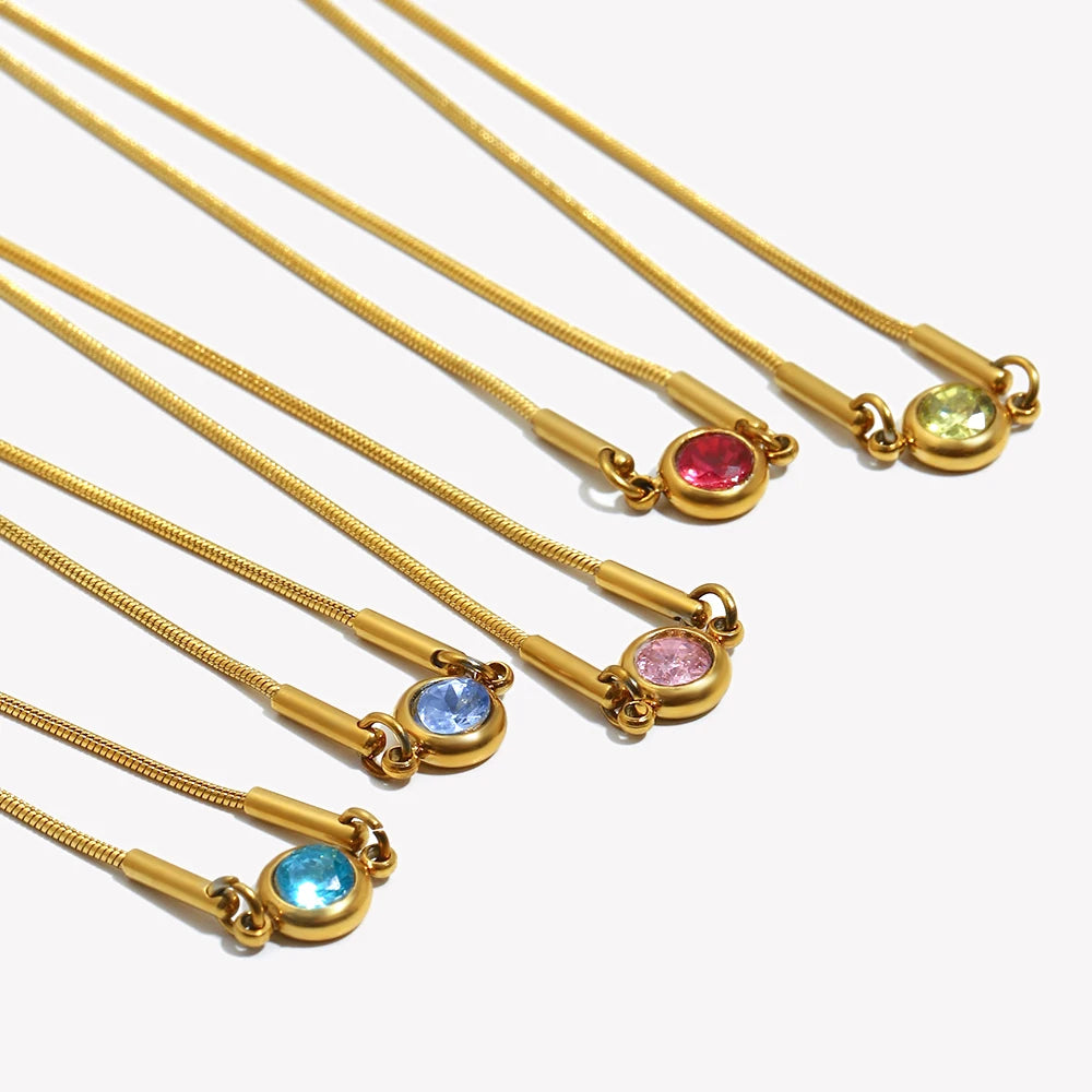 Bracciale rigido con pietra di nascita colorata