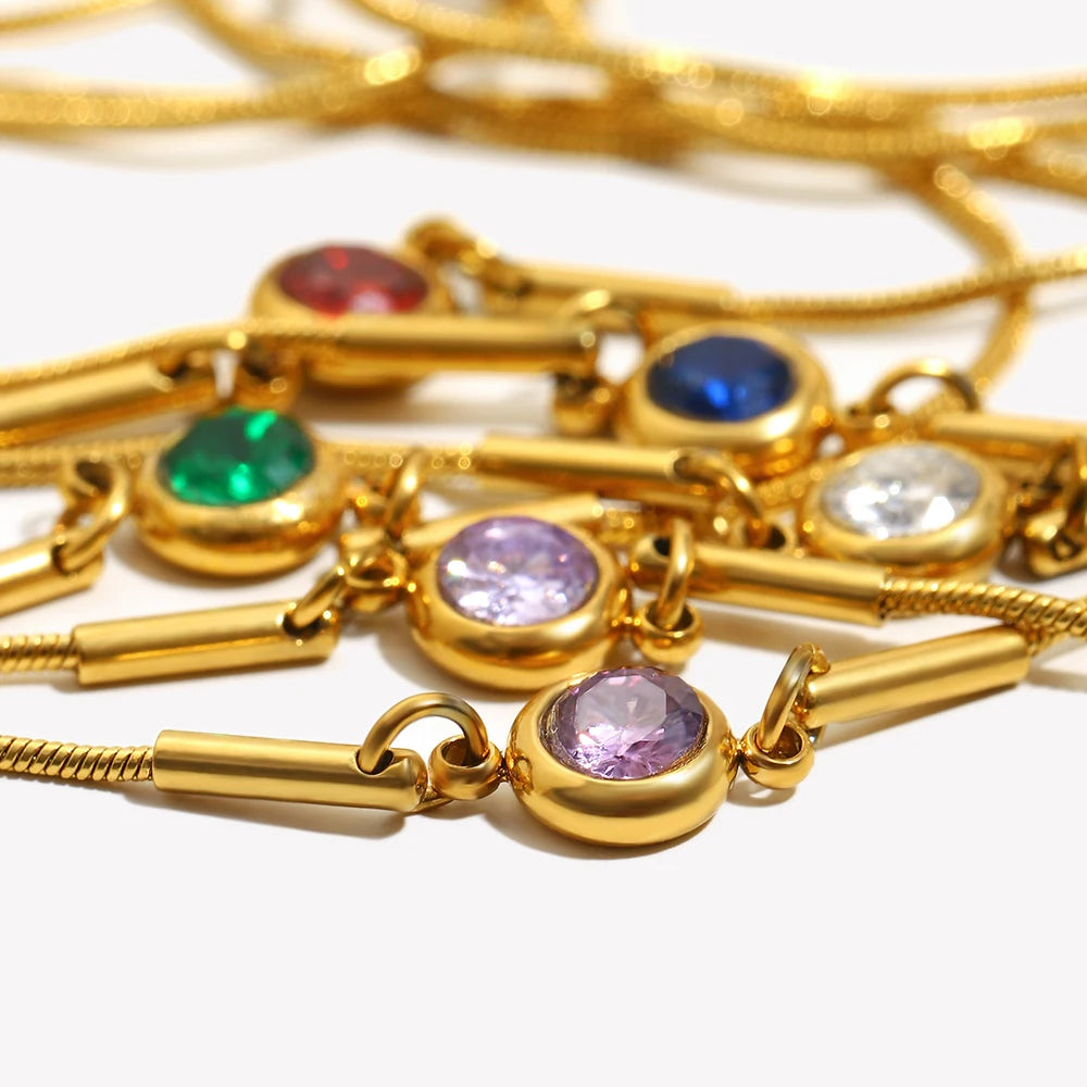 Bracciale rigido con pietra di nascita colorata