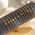 Bracciale rigido con pietra di nascita colorata gennaio