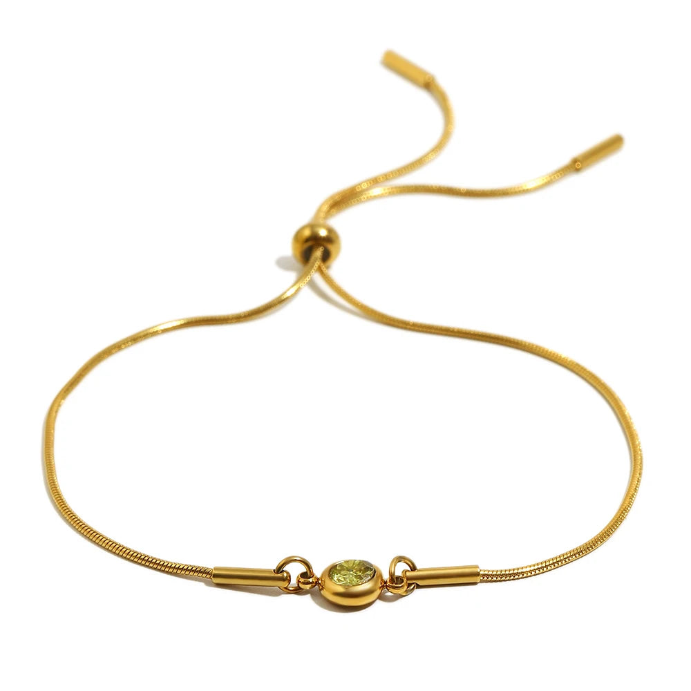 Bracciale rigido con pietra di nascita colorata