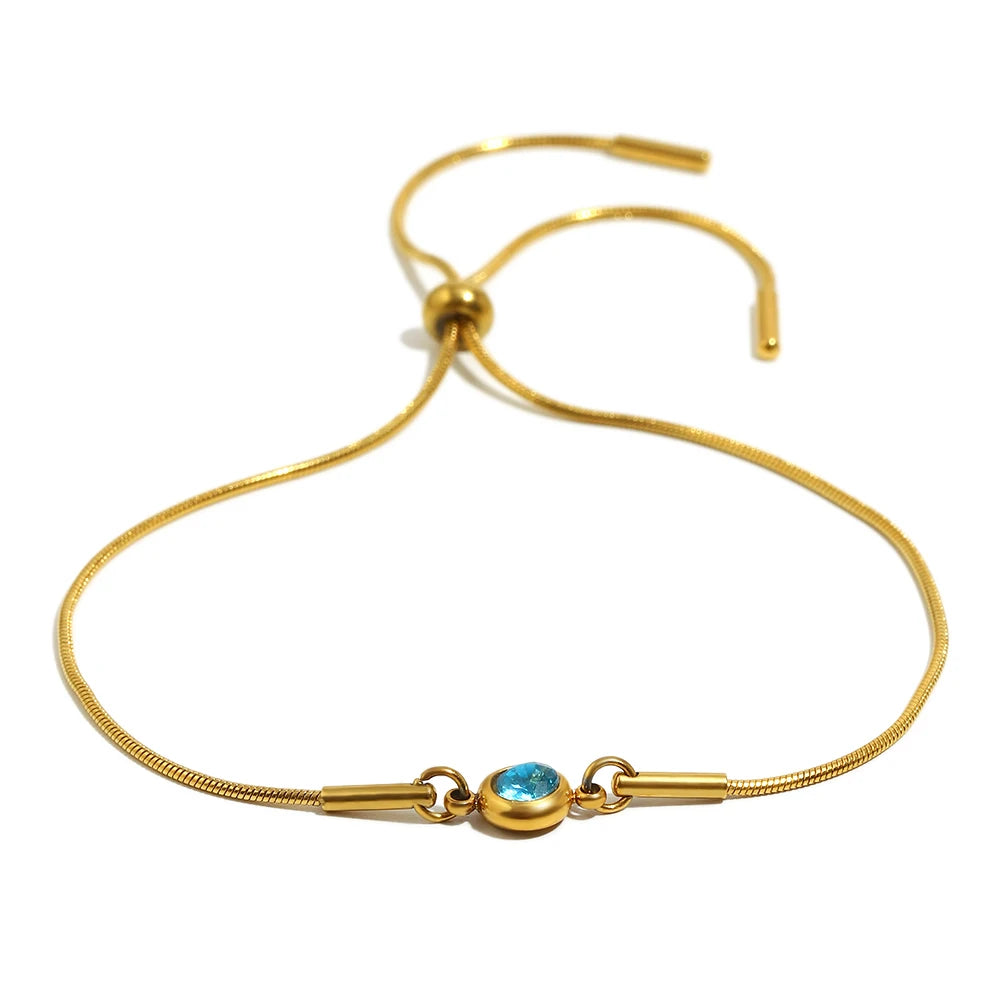 Bracciale rigido con pietra di nascita colorata