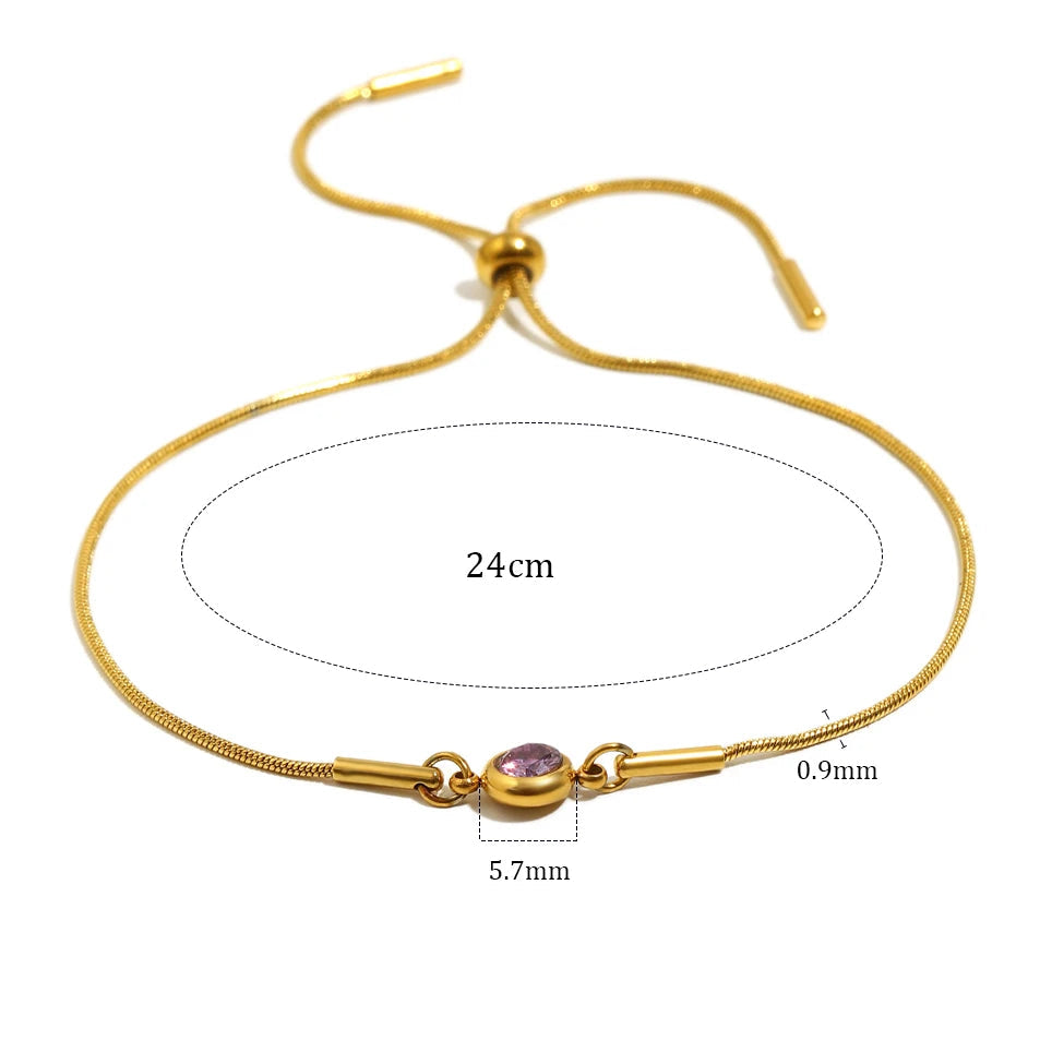 Bracciale rigido con pietra di nascita colorata