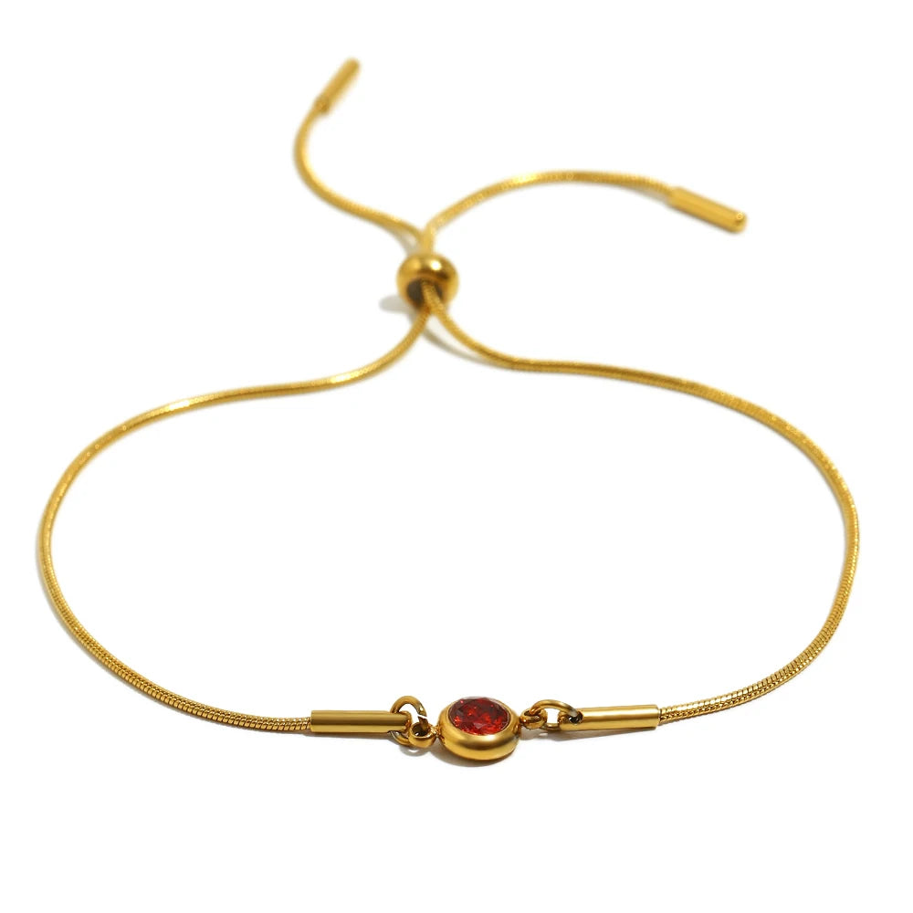 Bracciale rigido con pietra di nascita colorata