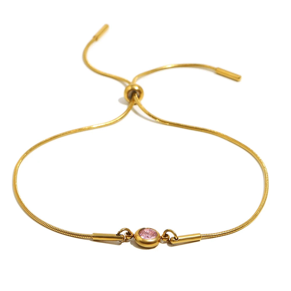 Bracciale rigido con pietra di nascita colorata