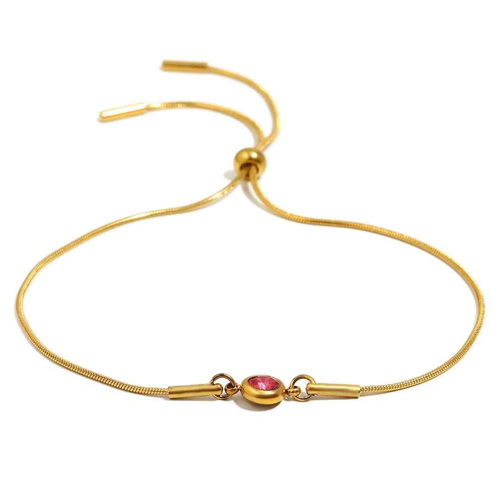Bracciale rigido con pietra di nascita colorata