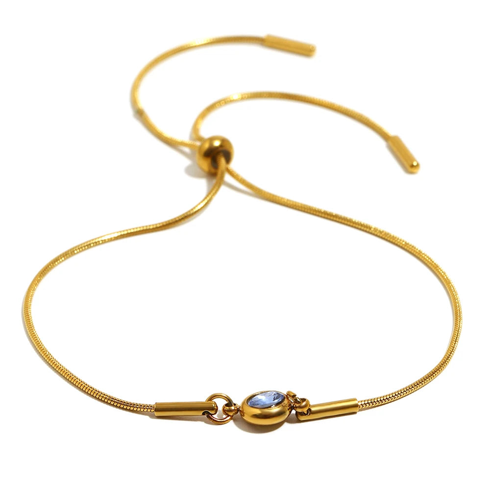 Bracciale rigido con pietra di nascita colorata