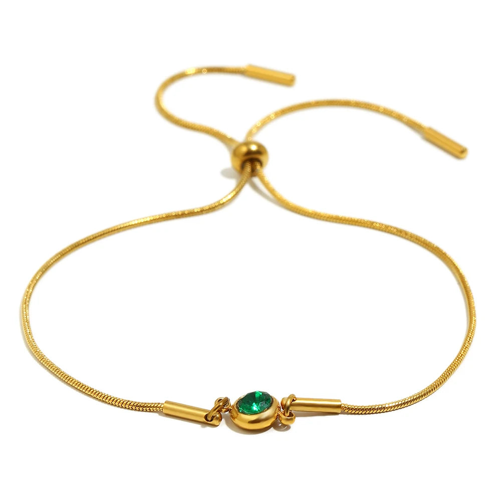 Bracciale rigido con pietra di nascita colorata