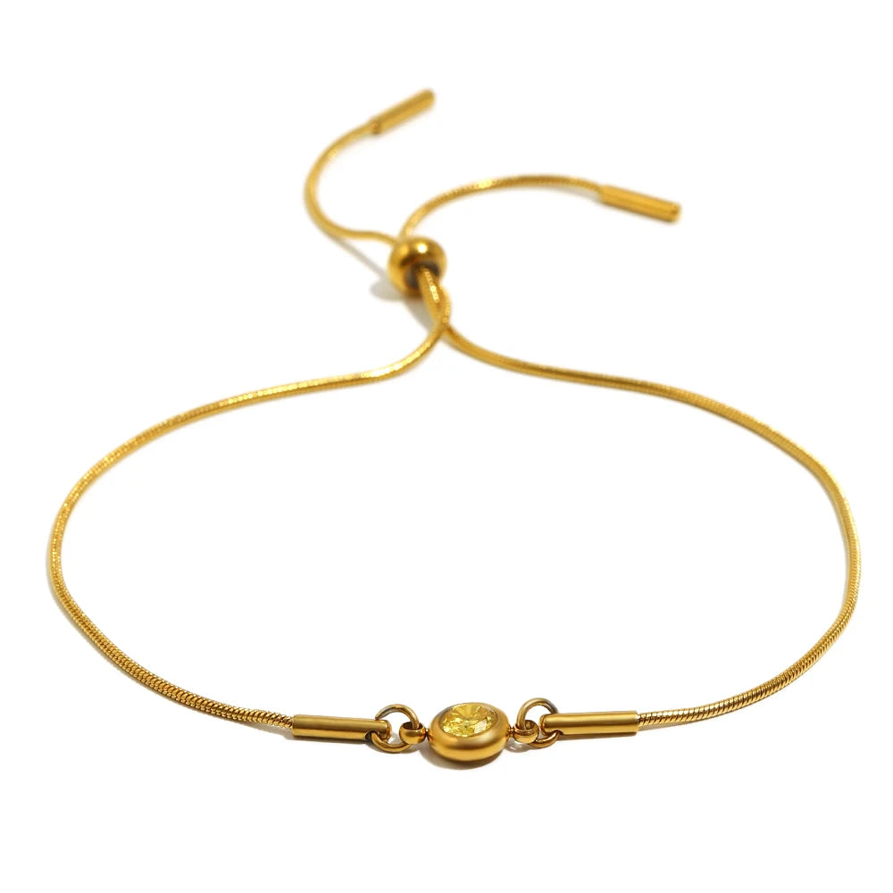 Bracciale rigido con pietra di nascita colorata