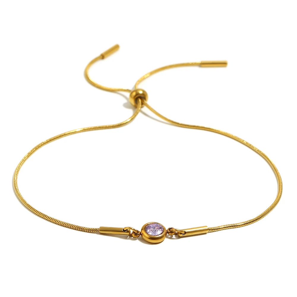 Bracciale rigido con pietra di nascita colorata