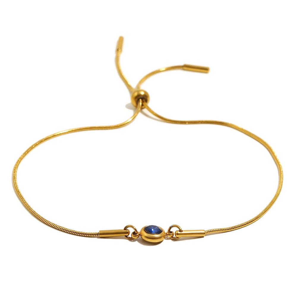Bracciale rigido con pietra di nascita colorata