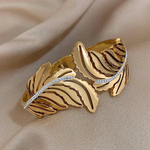 Bracelet Large Feuille de Palmier or