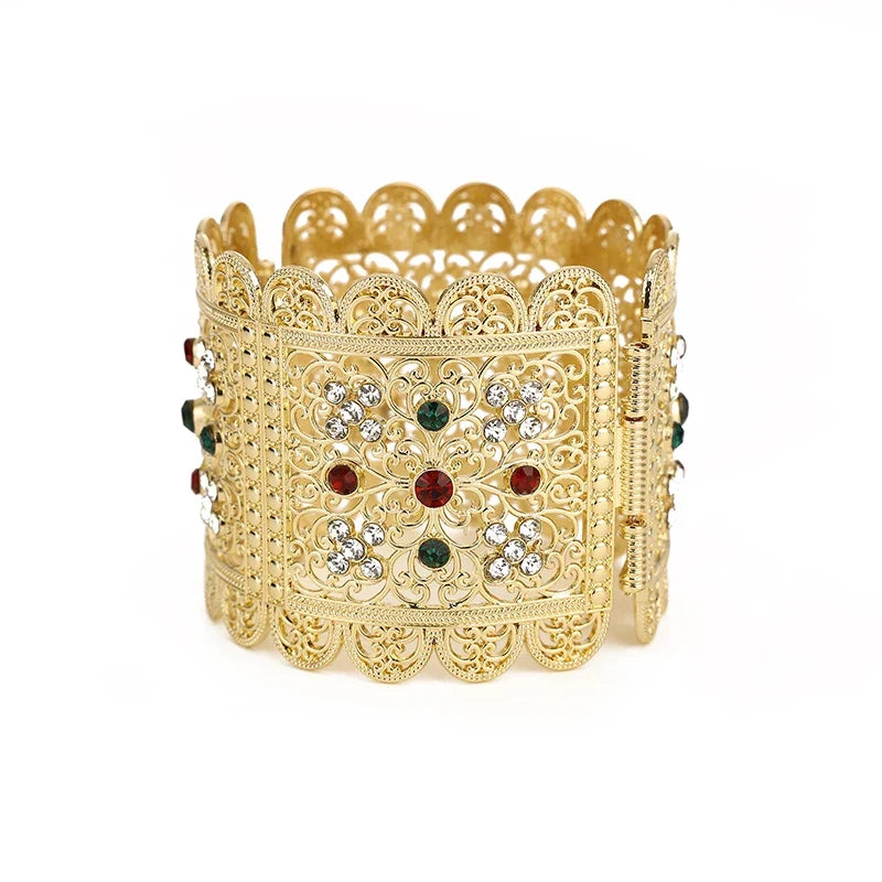 Bracelet large avec strass arabe musulman mariage rouge