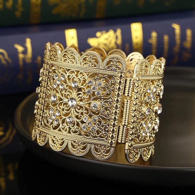 Bracelet large avec strass arabe musulman mariage blanc