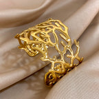 Goldfarbenes Korallen-Cuff-Armband für Damen Gold
