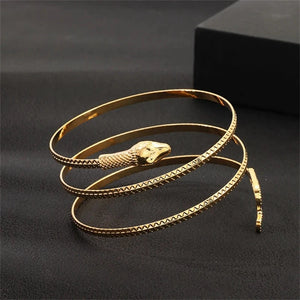 Bracelet Manchette Serpent Femme Reptile or