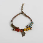 Bracciale Marrone con Foglia Autunnale