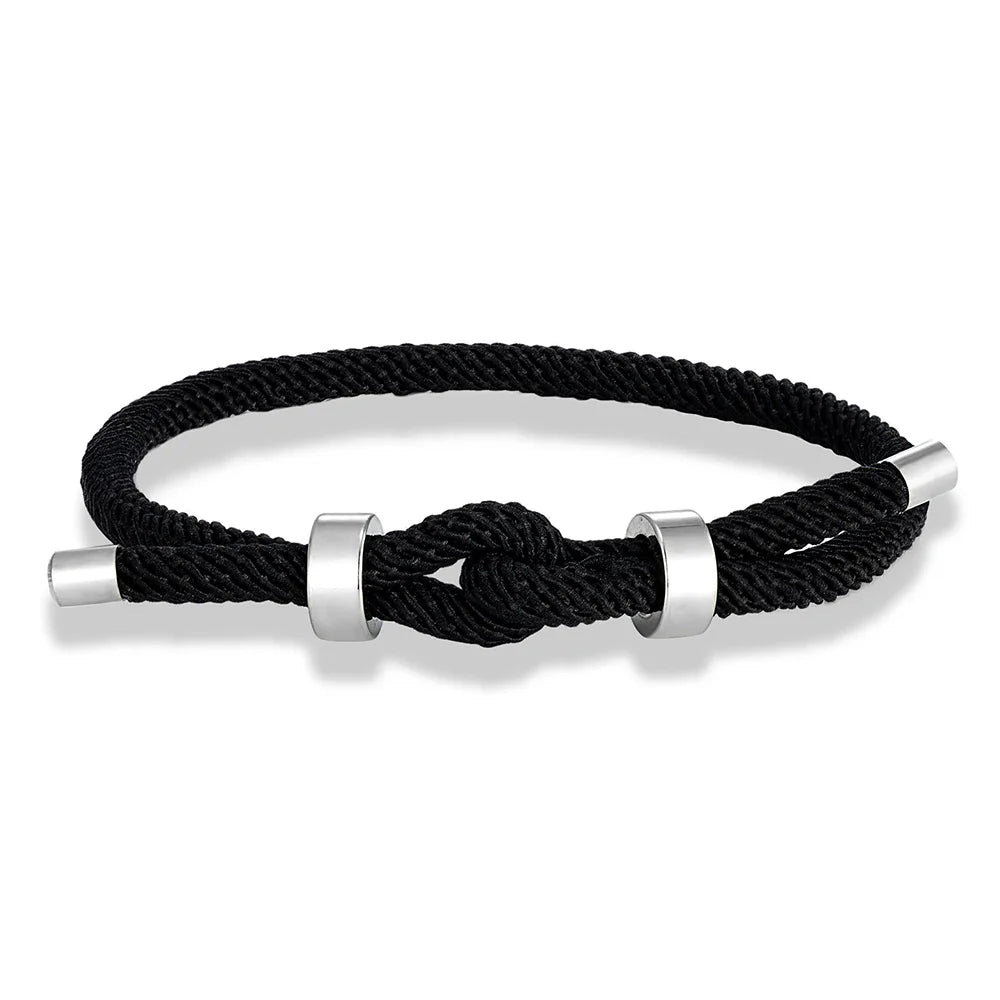 Bracelet moderne en corde tressée avec nœud noir