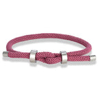 Bracelet moderne en corde tressée avec nœud rose