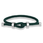 Bracelet moderne en corde tressée avec nœud vert foncé