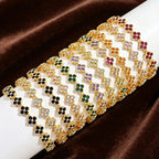 Mehrfach-Kleeblatt-Armband mit farbigen Kristallen