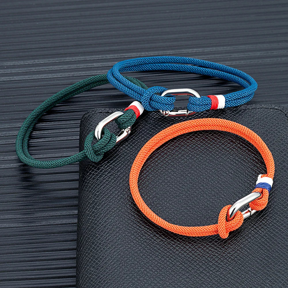 Maritimt armbånd i flettet reb med knude til mænd eller kvinder, orange