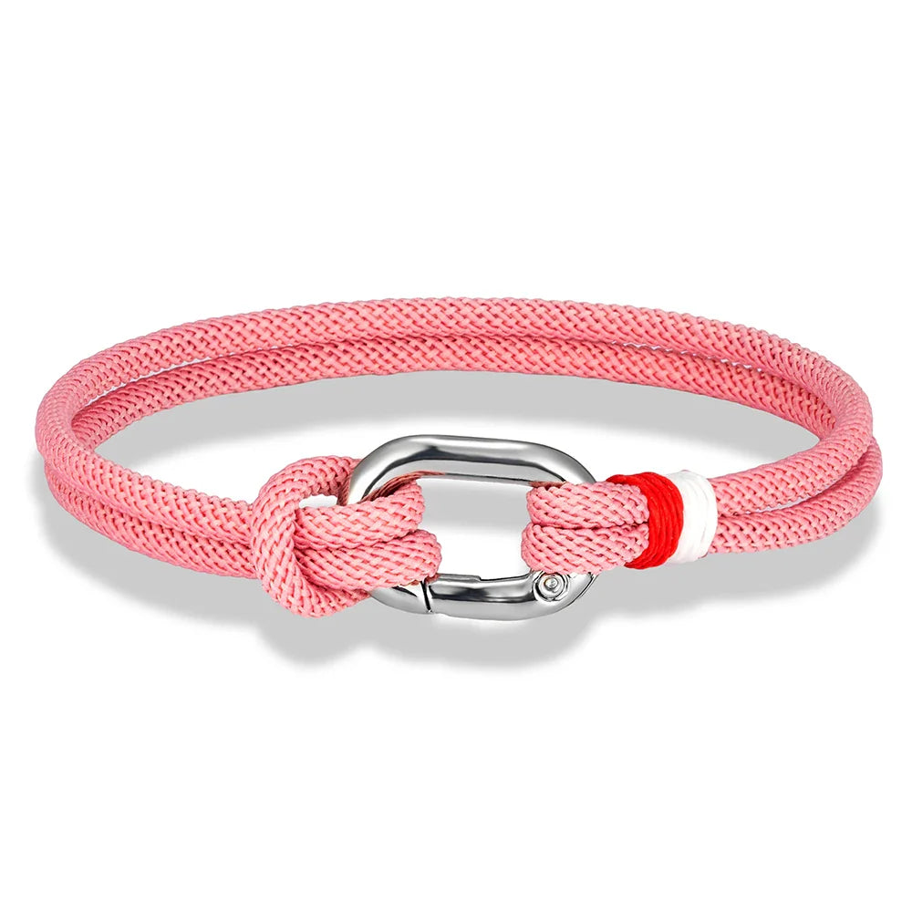 Maritimt armbånd i flettet reb med knude til mænd, pink